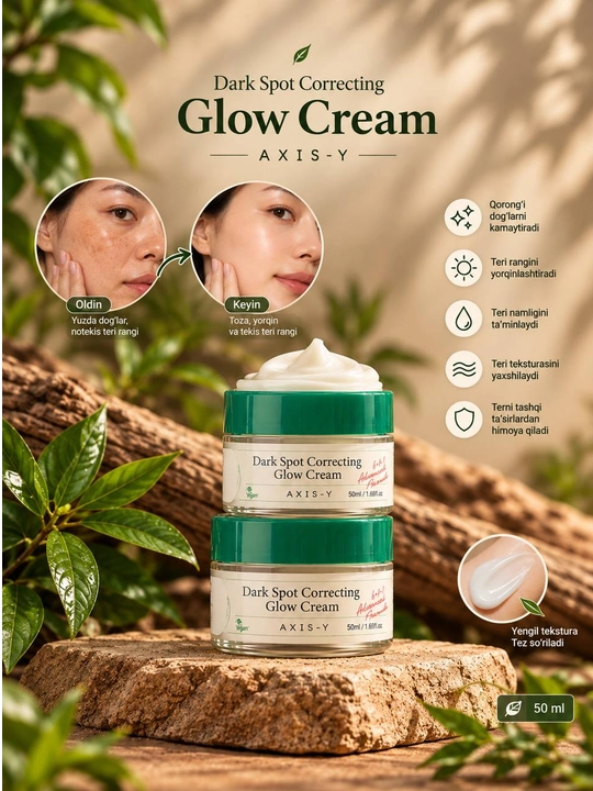 To'g'irlovchi va oqartiruvchi krem Axis - Y pigmentlar va so'ng'ilikka qarshi, 50 ml