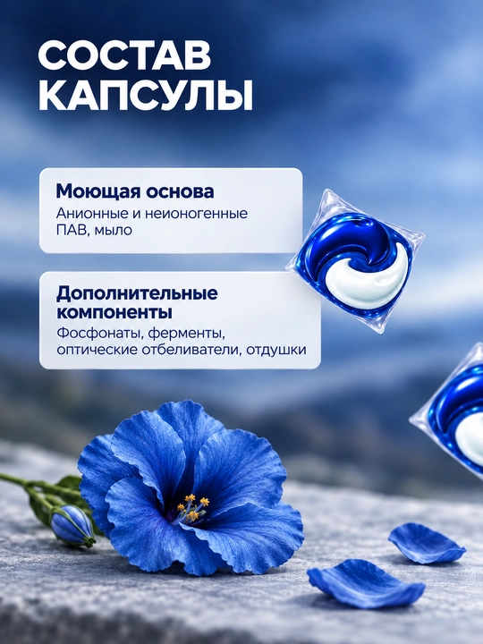 Капсулы для стирки белья BARC, 60 капсул, гипполалергенный, капсулы 3в1, порошок автомат