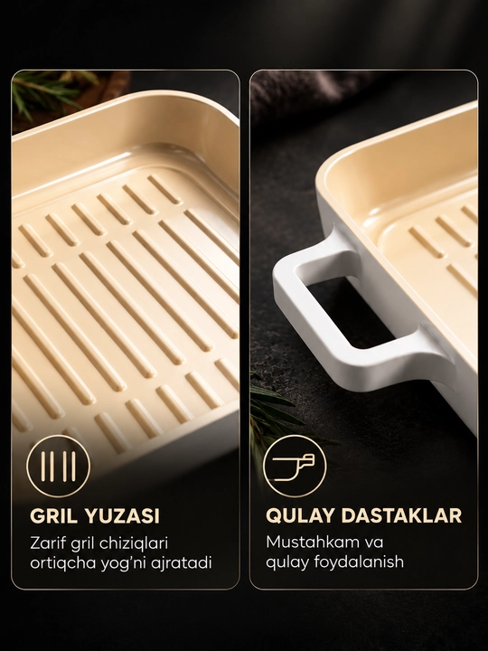 Neoflam Fika 28 sm gril tova, induksion , keramik qoplamali, quyma alyuminiydan