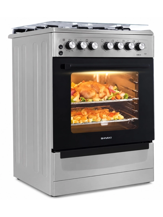 Shivaki 6302-K — комбинированная плита с 3 газовыми и 1 электрической конфоркой