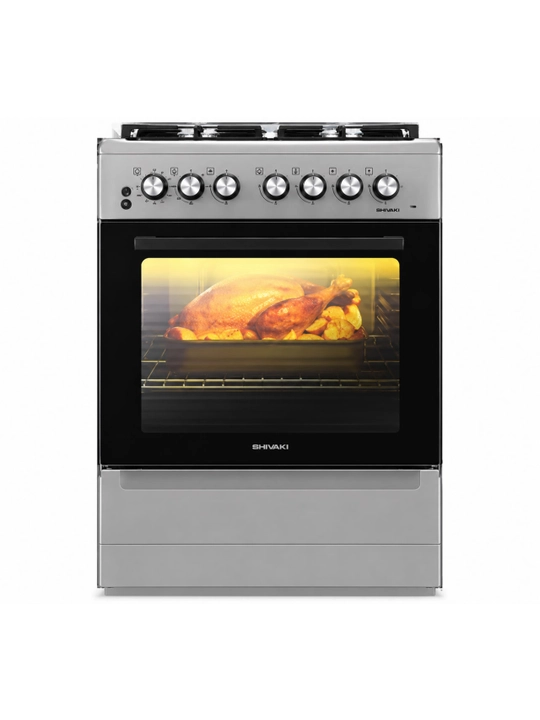 Shivaki 6302-K — комбинированная плита с 3 газовыми и 1 электрической конфоркой