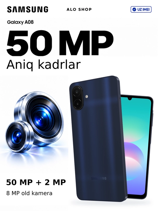 Smartfon Samsung Galaxy A08, 6/128 GB, 50 MP kamera, 6000 mAh