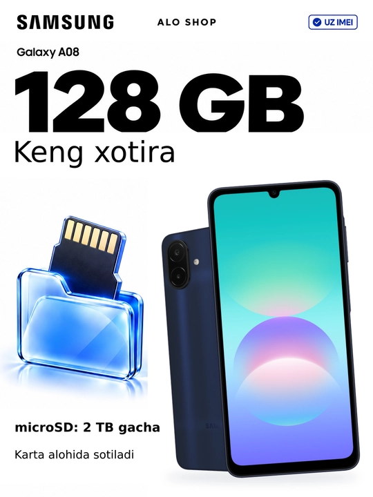 Smartfon Samsung Galaxy A08, 6/128 GB, 50 MP kamera, 6000 mAh