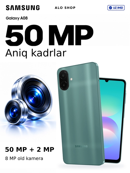 Smartfon Samsung Galaxy A08, 6/128 GB, 50 MP kamera, 6000 mAh