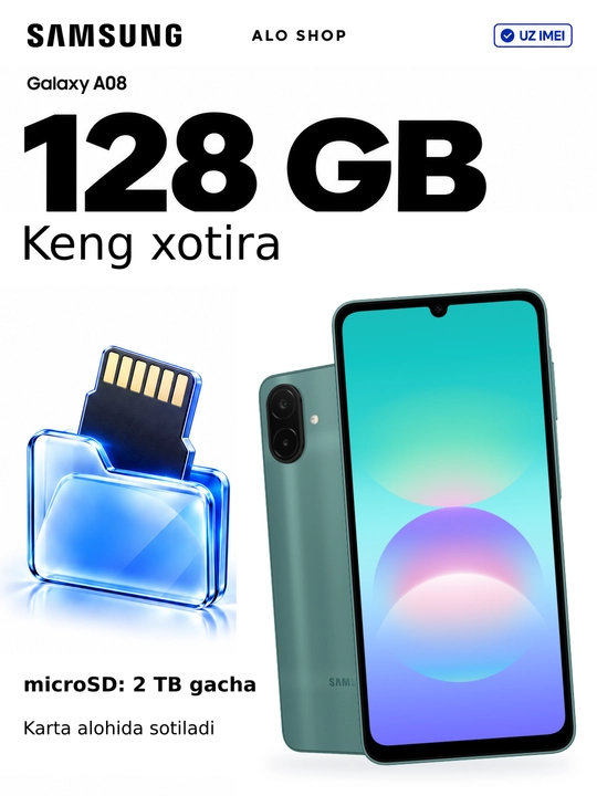 Smartfon Samsung Galaxy A08, 6/128 GB, 50 MP kamera, 6000 mAh