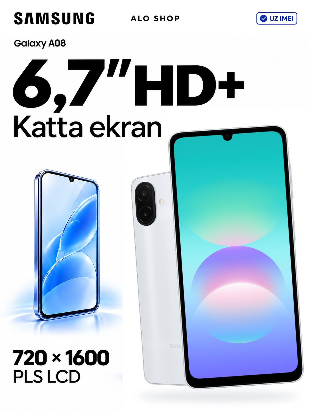 Smartfon Samsung Galaxy A08, 6/128 GB, 50 MP kamera, 6000 mAh