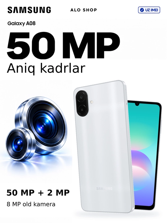 Smartfon Samsung Galaxy A08, 6/128 GB, 50 MP kamera, 6000 mAh