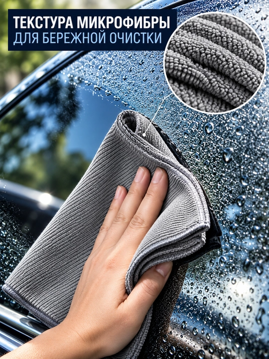 Микрофибра для стекол автомобиля Dry Monster 35x35, тряпка для стекла машины