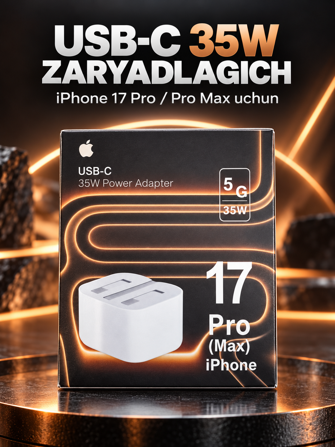 Зарядный адаптер для iPhone USB-C 20W, белый, с британской вилкой UK