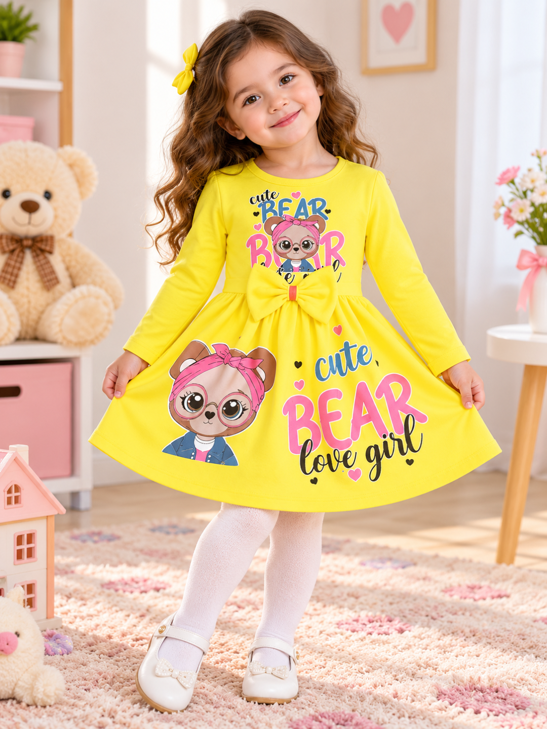 Платье для девочек 2–5 лет Gold Baby из турецкого трикотажа - 