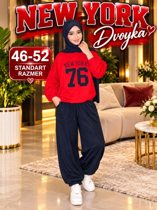 Qizlar va ayollar uchun sportivka dvoyka kundalik kostyum 46-52 standart razmer