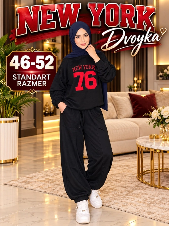 Qizlar va ayollar uchun sportivka dvoyka kundalik kostyum 46-52 standart razmer - 