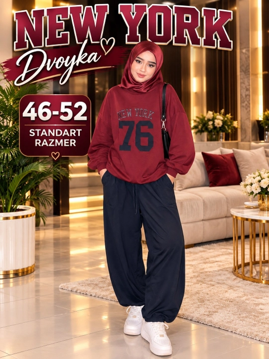 Qizlar va ayollar uchun sportivka dvoyka kundalik kostyum 46-52 standart razmer - 