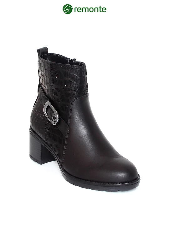 Женские ботильоны Remonte: комбинированный верх, ремешки, каблуки, артикул номер D2A75-00