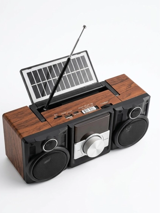 Portativ radio qabul qilgich, FM/AM/SW, Bluetooth, USB va quyosh paneli bilan