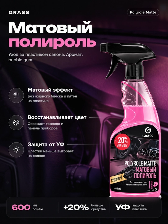 Полироль-очиститель пластика матовый «Polyrole Matte» - 