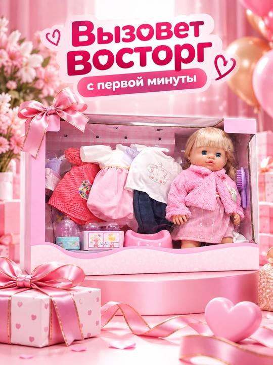 Функциональная кукла для девочек с одеждой и аксессуарами, пьёт и писает