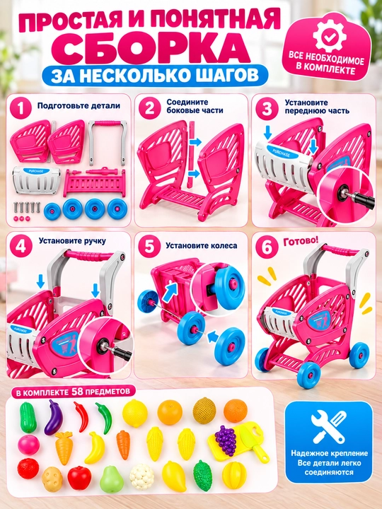 Игрушечная тележка для супермаркета