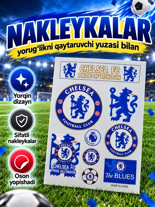 Futbol jamoasi logo tushirilgan, suv o‘tkazmaydigan nakleykalar — telefon va noutbuk uchun - 