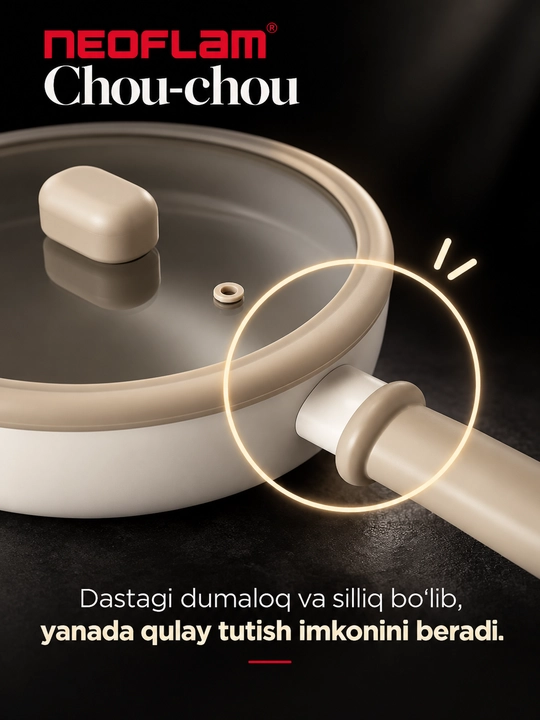 Neoflam Chou Chou tova 24 sm, keramik yopishmaydigan qoplama, induksiya uchun mos