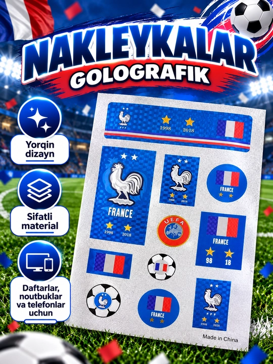 Futbol jamoasi logo tushirilgan, suv o‘tkazmaydigan nakleykalar — telefon va noutbuk uchun - 