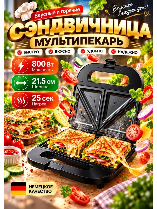 Вафельница Uakeen GERMANY, тостер, вафельница, сэндвичница, 3 в 1, 7 в 1, 10 в 1 - 