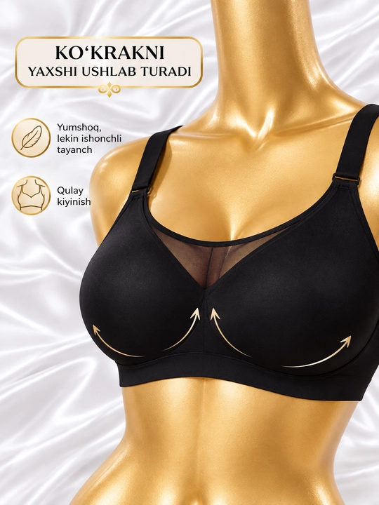 Ayollar ichki kiyimi katta o‘lchamli siynaband, choksiz, suyaklarsiz, 4XL-7XL giant topik