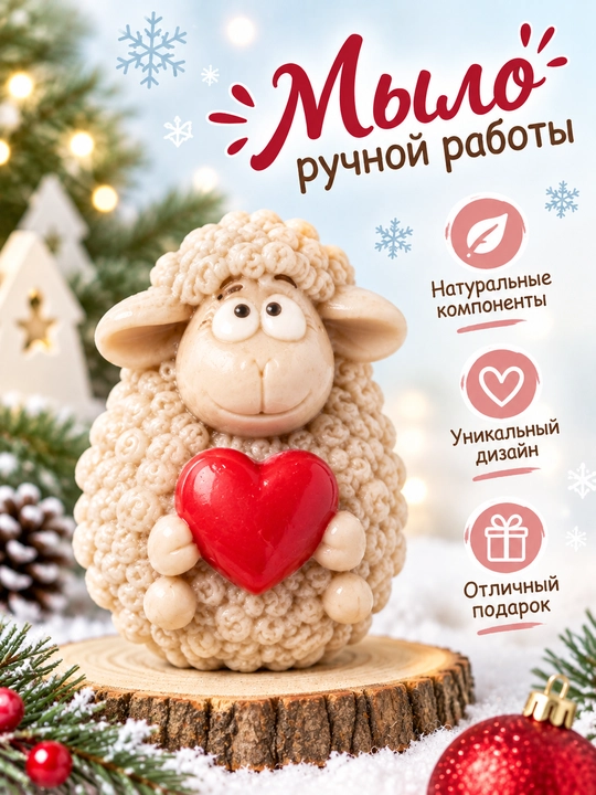 Символ 2027 года, Овечка, мыло ручной работы, подарок к Новому году