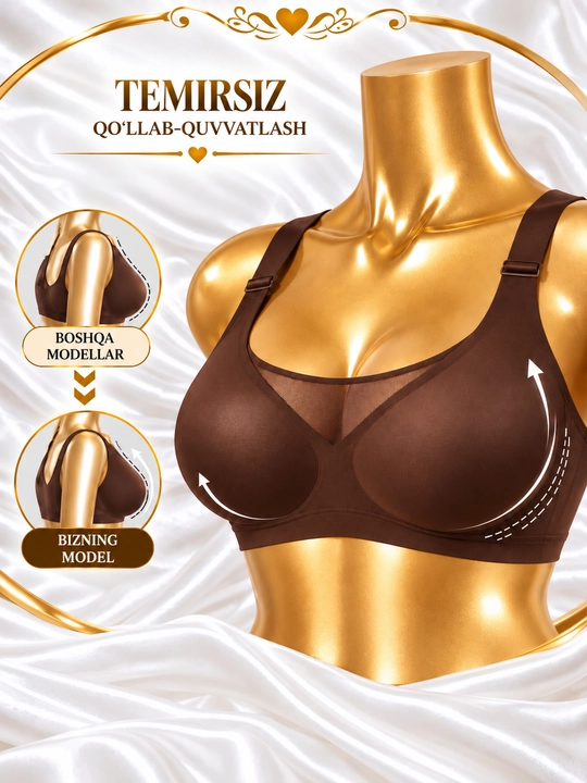 Ayollar ichki kiyimi katta o‘lchamli siynaband, choksiz, suyaklarsiz, 4XL-7XL giant topik