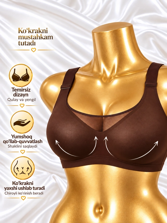 Ayollar ichki kiyimi katta o‘lchamli siynaband, choksiz, suyaklarsiz, 4XL-7XL giant topik