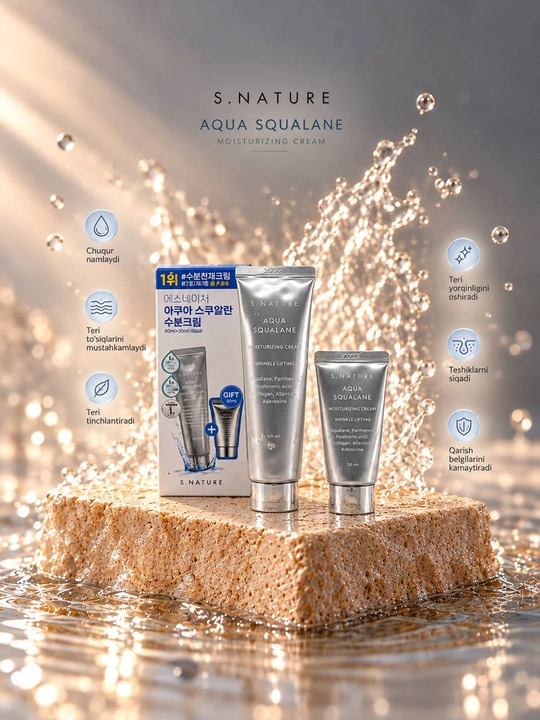 Набор кремов для лица S.NATURE Aqua Squalane (60 мл + бонус 30 мл) - 