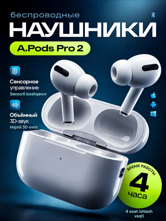 Simsiz quloqchinlar Pods 2 Pro, 3 Pro, Pro, 4, sensorli Bluetooth naushnik iPhone Android - 