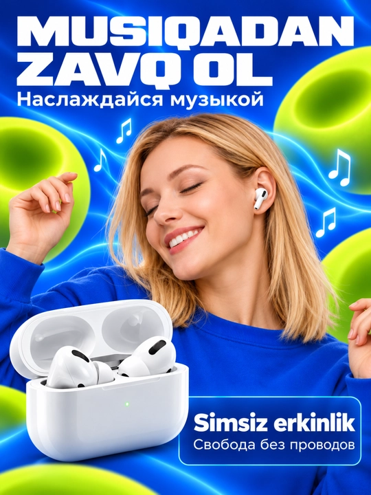 Pods 3, 4, Pro, Pro 2 simsiz sensorli Bluetooth quloqchinlar, iPhone va Android uchun