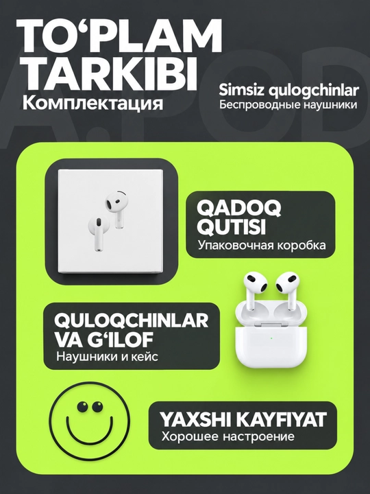 Simsiz quloqchinlar Pods 2 Pro, 3 Pro, Pro, 4, sensorli Bluetooth naushnik iPhone Android