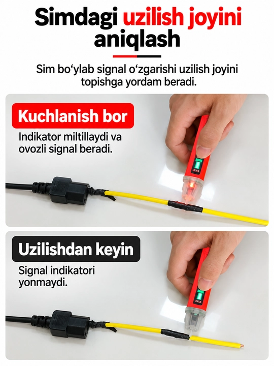 UNI-T UT12D-ROW kontaktsiz kuchlanish detektori, 24–1000 V AC, NCV, fonarli