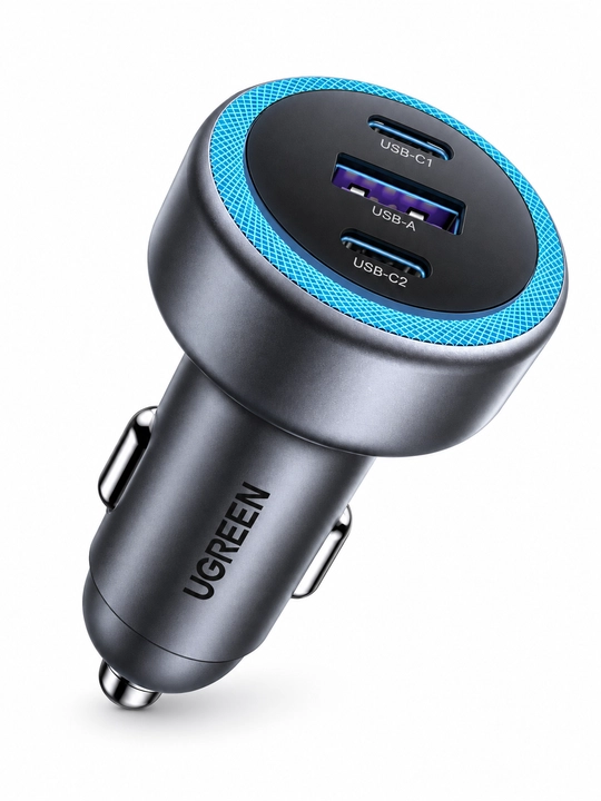 UGREEN EC307 avtomobil zaryadkasi, 3 portli, USB-C va USB-A, 30W