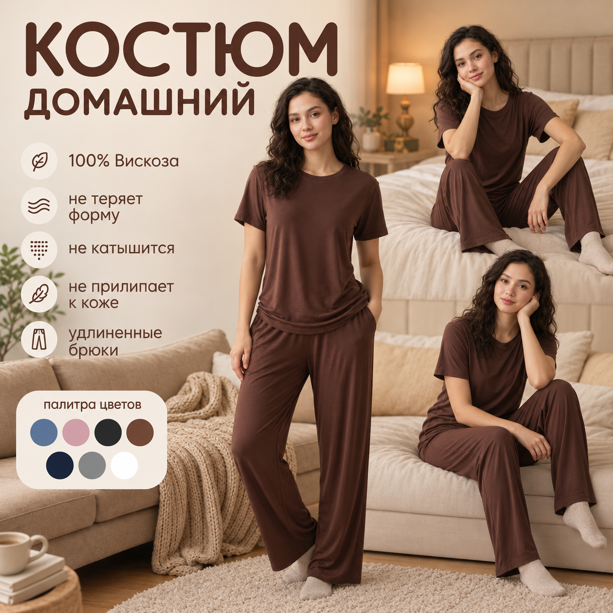 Женская пижама с штанами, с дыщащью тканью, женская домашняя одежда для дома - 