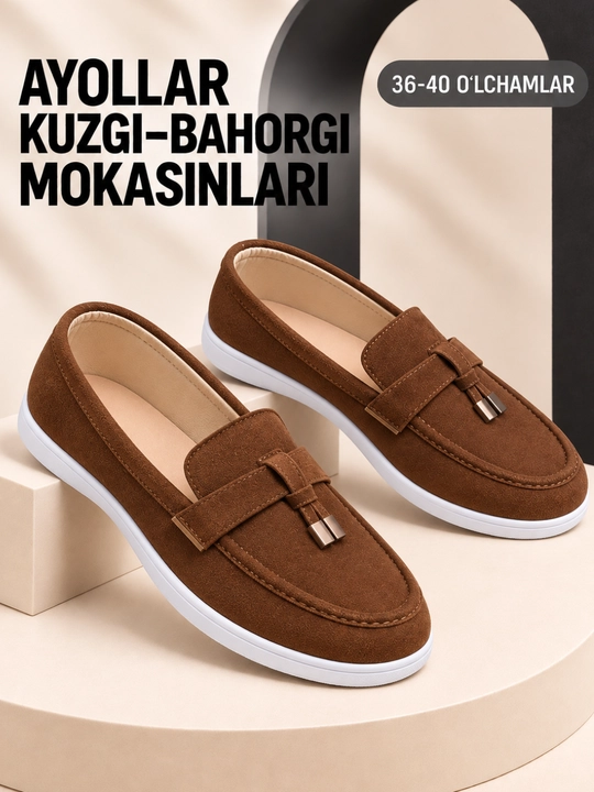 Женские мокасины, модели из замши для осеннего сезона, размеры 37–41 - 