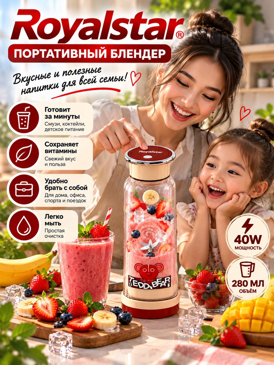 Portativ mini blender, akkumulyatorli, 475 ml - 