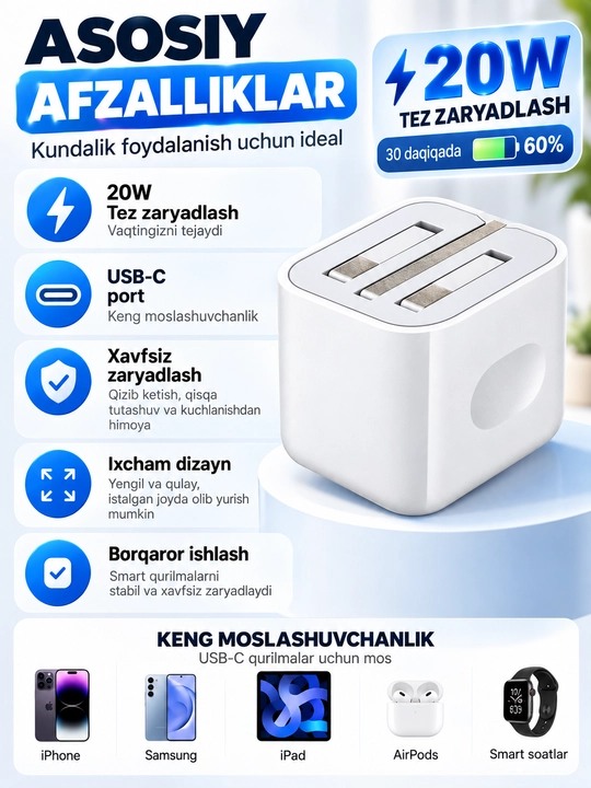 Адаптер питания USB-C 20 Вт