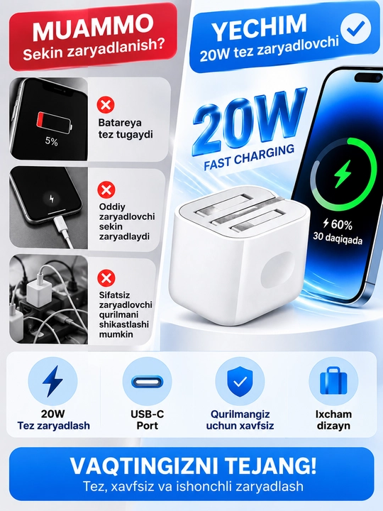 Адаптер питания USB-C 20 Вт