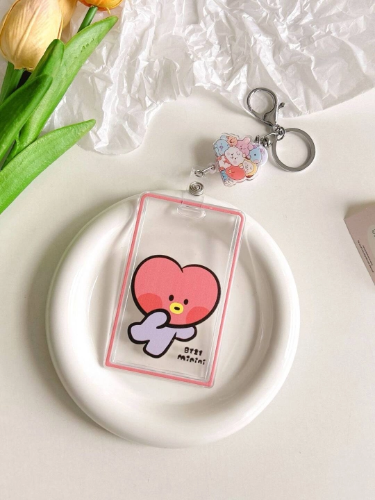 Кардхолдер акриловый BTS BT21 с брелоком для фотокарточек k-pop и карт - 