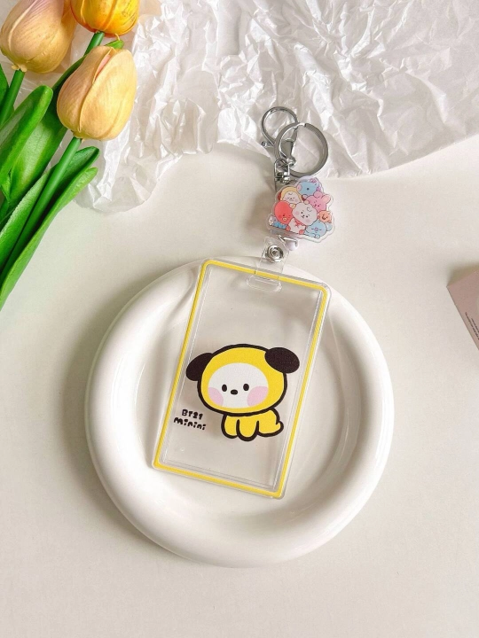 Кардхолдер акриловый BTS BT21 с брелоком для фотокарточек k-pop и карт - 