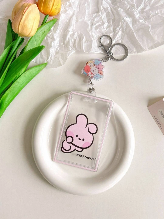 Кардхолдер акриловый BTS BT21 с брелоком для фотокарточек k-pop и карт - 