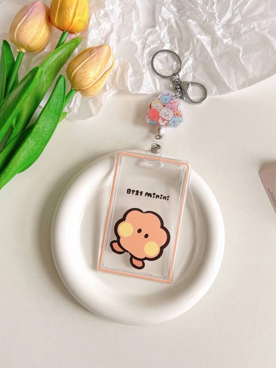 Кардхолдер акриловый BTS BT21 с брелоком для фотокарточек k-pop и карт - 