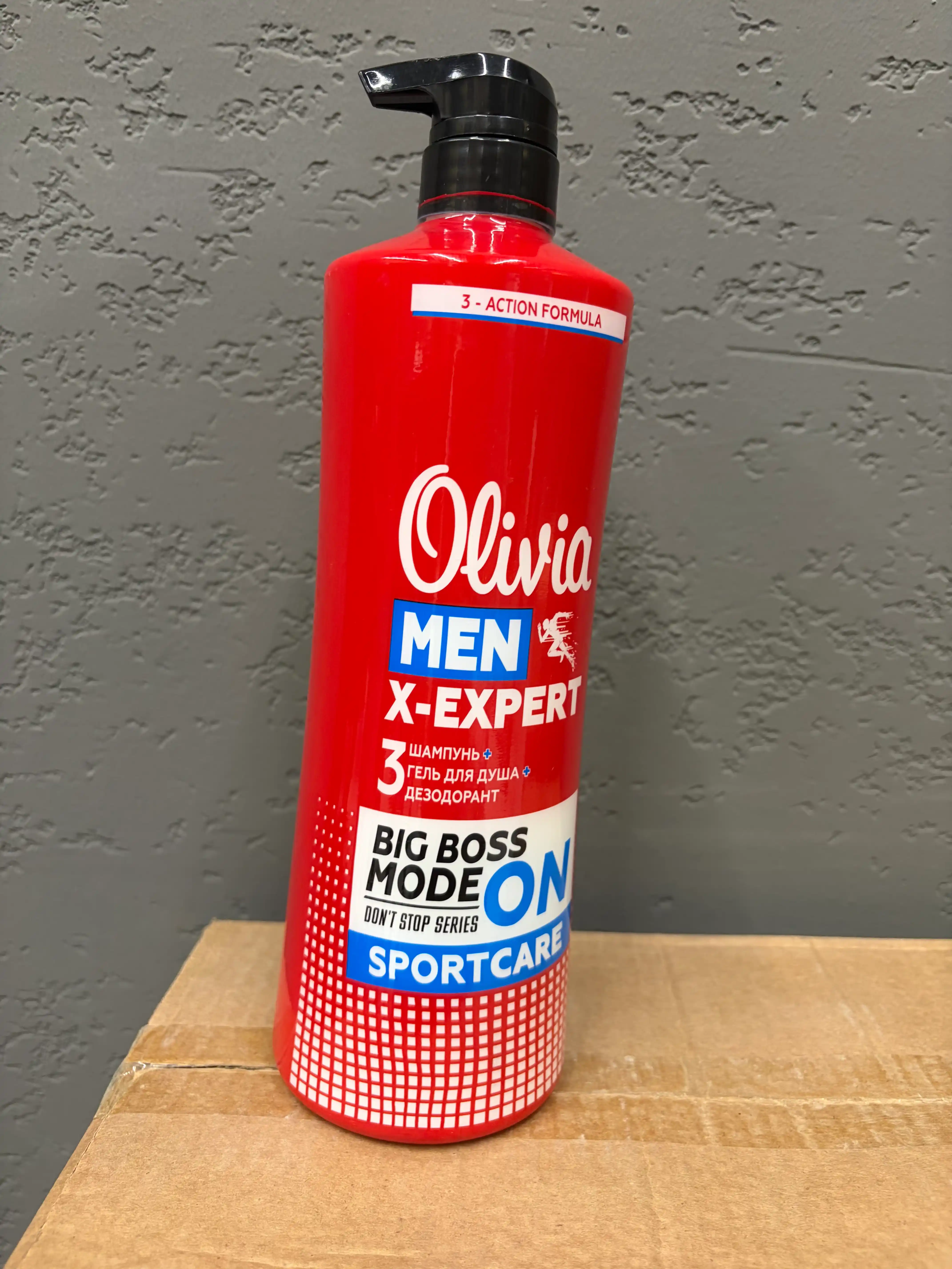Шампунь мужской Olivia Men X-Expert Sportcare 3 в 1, гель для душа, 1000 мл