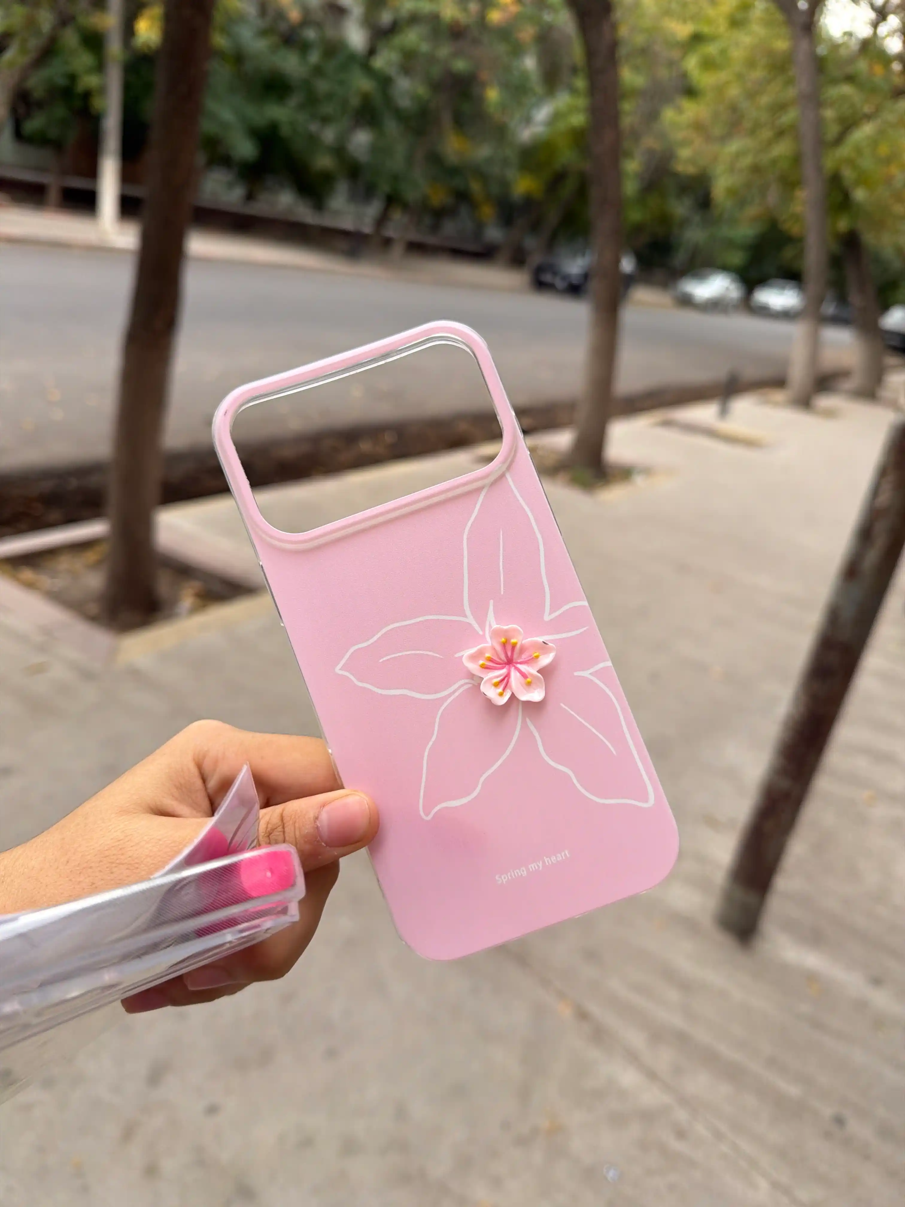 Iphone uchun pushti chexol, gulli, yozgi atmosfera