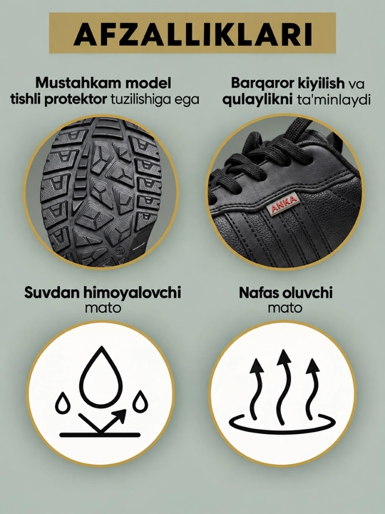 ANKA taktik krossovkalar, erkaklar uchun, qalin taglikli, kundalik