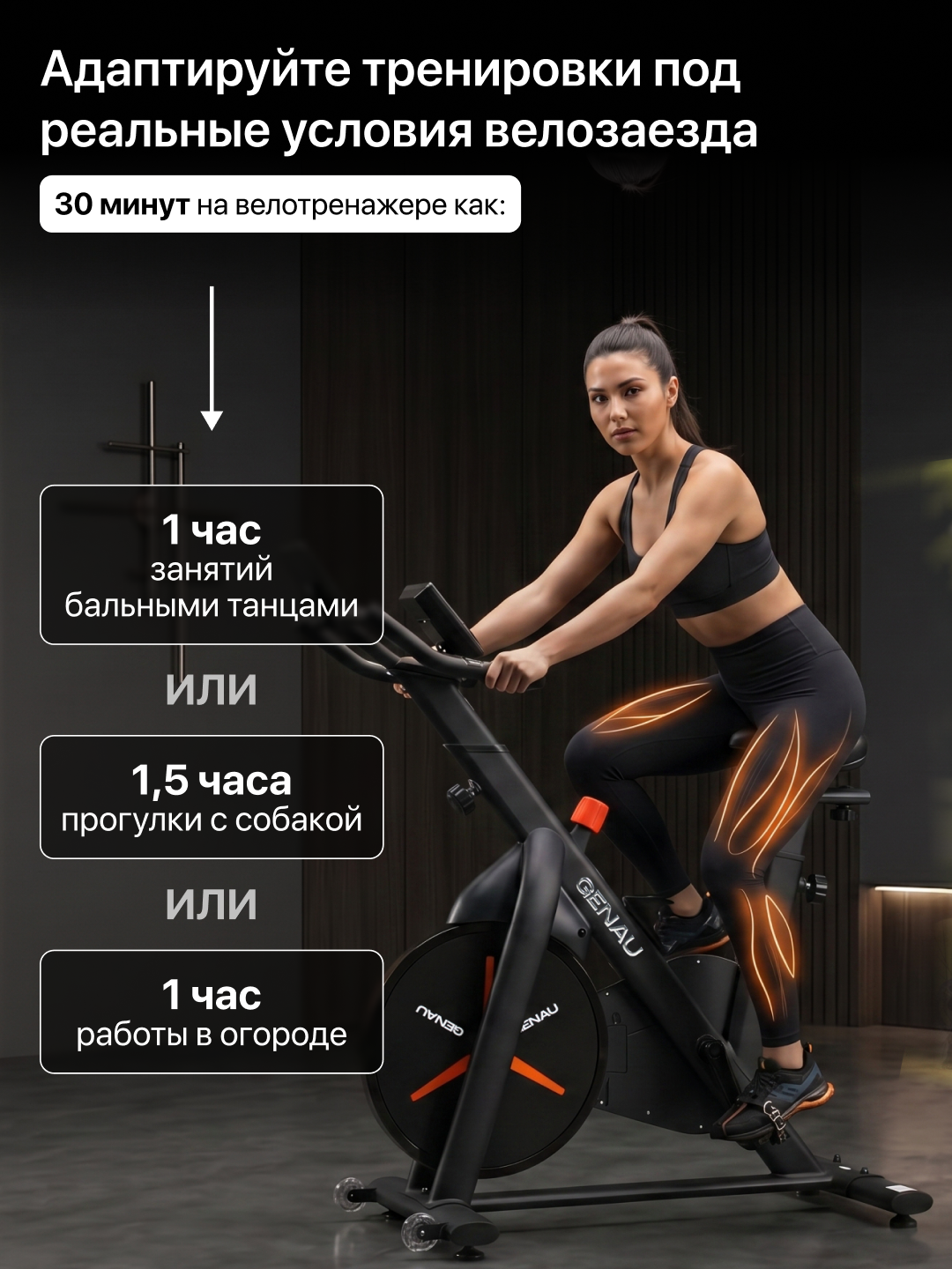 Велотренажер Genau Zest Pro C6, максимальный вес пользователя 150 кг SB1-02A