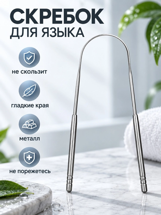 Скребок для чистки языка, металл, 3 вида